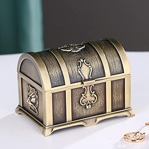 Nuobesty Childrens Jewelry Box Mini Pirate Tesouro Baú da Jóia Vintage Caixa de Trinket Organizador de Liga de Zinco Dourado