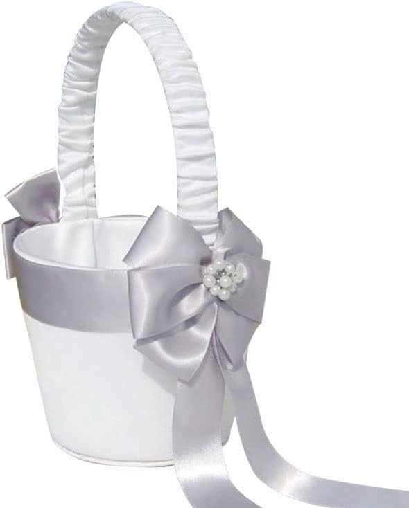 Zjhyxyh Silver Flor Flower Basket, Flower Girl Flower Basket, Supplies de casamento Destas de festa Decoração de casamento