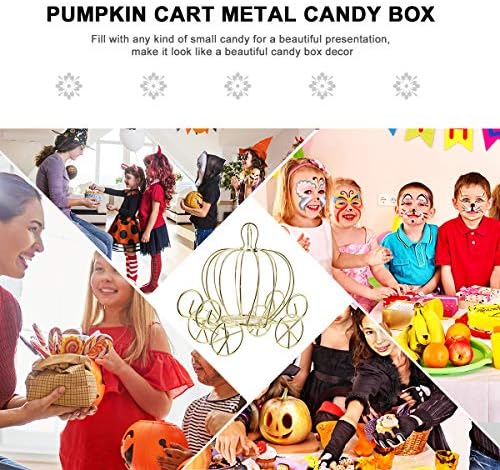 Carruagem de abóbora de Halloween: cesta de doces de Halloween, caixa de doces de ouro, decoração de carrinho de abóbora, caixa de doces de metal, acessórios para casa