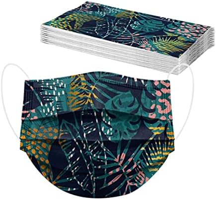 Máscara descartável floral da primavera 50pc 3ply máscara de face descartável com design para mulheres respiráveis ​​e ajustáveis ​​para adultos Uso diário