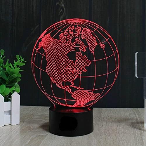 Supernudb Earth America Globe 3D Ilusão LED Night Light 7 Color Desk Table Lâmpada Presentes