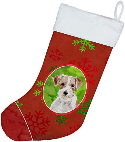 Tesouros de Caroline CK3975CS Natal Flakes de neve Jack Russell Terrier Meias de Natal, lareira pendurando meias de