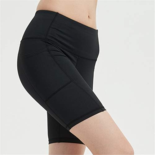 Andongnywell Ladies Sports shorts altos da cintura alongada feminina de ioga de ioga costura de bolso pernas de calças