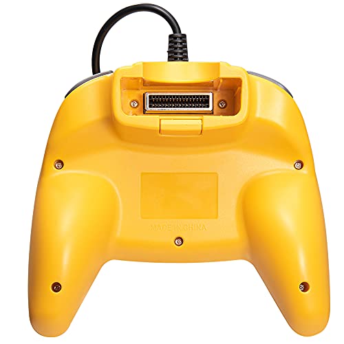 Controlador de joystick clássico de gamepad com fio com fio com cabo de extensão de 6 pés para a Nintendo 64, amarelo