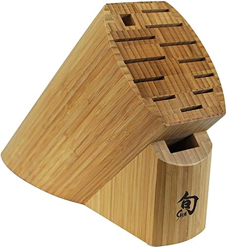 Shun talheres de 13 slot bambu bloco de faca de bambu, feito de bambu resistente e sustentável, autêntico, bloqueio de faca universal japonês, suporte para facas para balcão de cozinha