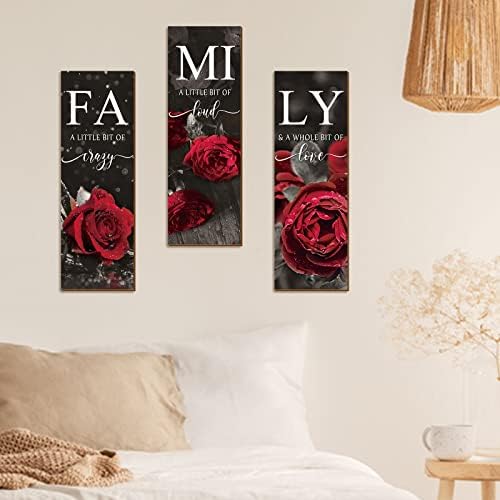 Viprest 3 PCs Rose Rose Inspirational Cozinha Decoração de parede Rosa Vermelho Decoração de parede da parede Família