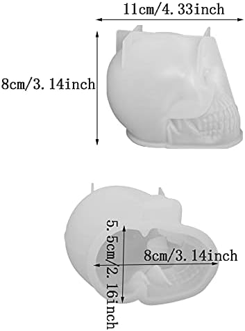 Onnpnn 3d Skull Candle Mold, molde de silicone em forma de crânio, moldes de cera de aromaterapia com aromaterapia esqueleta,