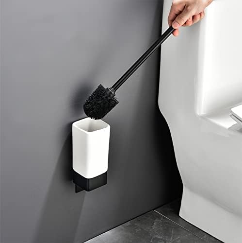 Escova de vaso sanitário guojm titulares de escova de vaso sanitário de banheiro preto pincel de higineses fita montada na