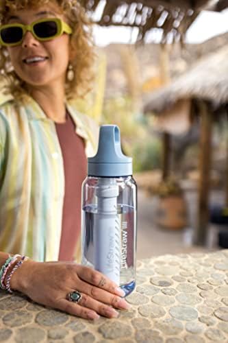 Série Lifestraw Go-garrafa de filtro de água sem BPA para viagens e uso diário remove bactérias, parasitas e microplásticos, melhora o sabor, 1L de azul islandês