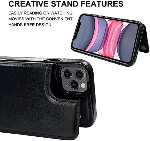 Caixa da carteira de Midola para iPhone 11 Pro com tampa de cartão Flip Flip Cell Telefone Clipe Premium PU PU Leather Kickstand Slots