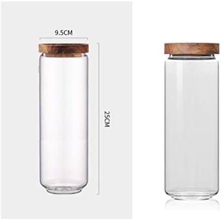 Upkoch vidro armazenamento jar jarra de cozinha de alimentos armazenamento recipiente com tampa de madeira hermética para lanches cereais de grãos de especiarias 1300ml