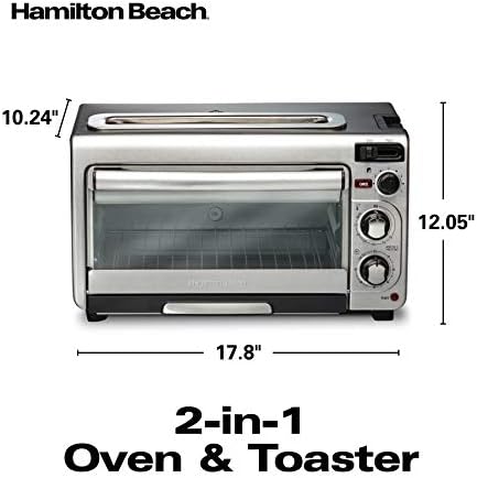 Hamilton Beach 2-em-1 Catentop forno e torradeira longa, aço inoxidável, temporizador de 60 minutos e desligamento automático