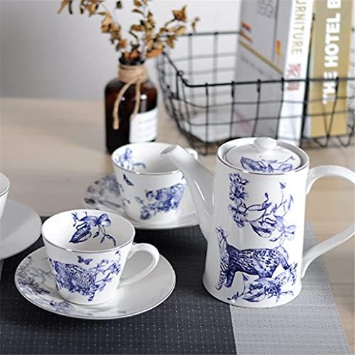 Tule de chá de chá moderno Conjunto de bule de café Blue Pattern Copo Copo de tuaspo Tule de chá de chá de chá da tarde