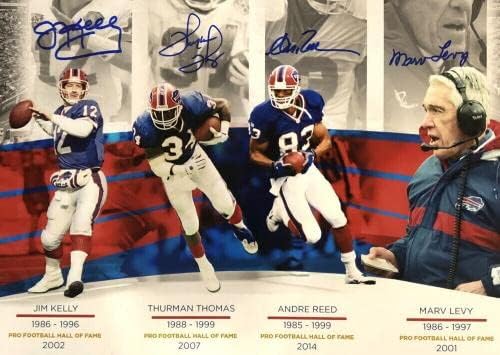 Buffalo Bills Multi assinou 16x20 Hof foto Reed Kelly Thomas Levy JSA - fotos da NFL autografadas