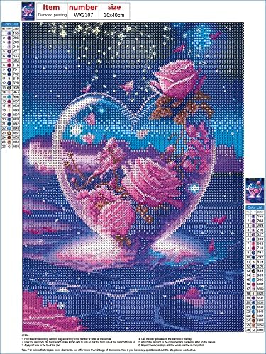 Ceovr diy brilho roxo rosas kits de pintura de diamante para iniciantes, amor de pintura de diamante amor