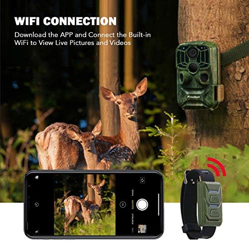 Câmera de trilha Usogood, [WiFi 24MP/1296p] Câmeras de jogo sem GLOW Visão noturna Cam de caça à vida selvagem ativada para o quintal
