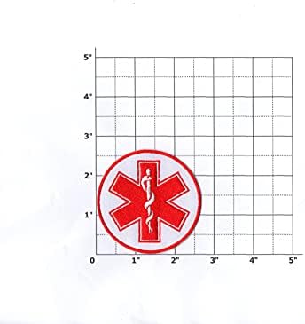 Primeiro qualquer coisa paramédica de serviços de emergência médica símbolo de símbolo de ferro em pequenos bordados para chapéu camisa de camisa Roupas de mochilas de jeans Tamanho de cerca de 2,70x2,70 polegadas A136