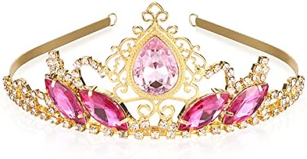 Strass rosa tiaras fadas no capacete de noiva de aniversário Halloween Gold Crown