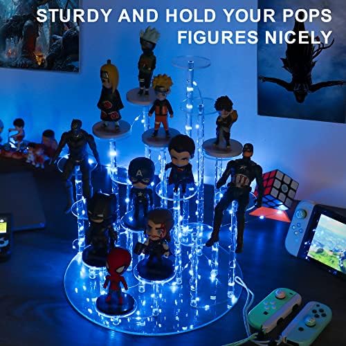 Stand Cupcake - Premium Bolo Pop Pool - Bolos Display Standing Stands para 16 Cupcakes + LED Blue String - Ideal para casamentos, festas de aniversário, jantar à luz de velas