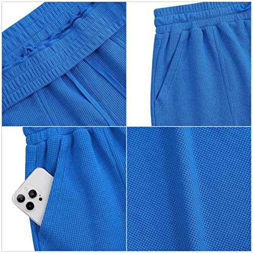 Shorts de suor masculinos de ginástica com shorts de waffle de bolso de verão