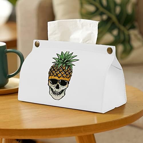 Skull Pineapple com óculos de sol Caixa de tecido Capa moderna de couro PU de couro PU
