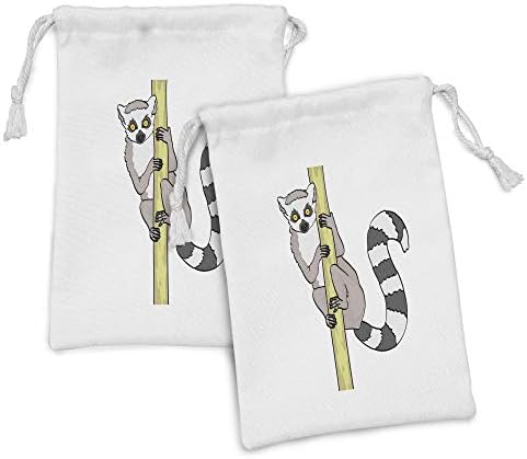 Conjunto de bolsas de tecido de lemur de Ambesonnen, exótico, anel de macaco selvagem exótico se abraçando no desenho animado de