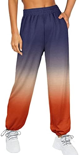 Calças impressas atléticas fit jogger cintura calça de moletom feminina bolsos esportivos de fundo alto vestido de mulheres altas