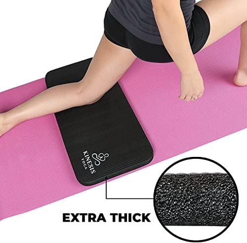 Kinesis Yoga Knee Pad Cushion - Extra espessa de 1 polegada para ioga sem dor - inclui bolsa de malha respirável