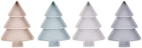 Garneck plástico que serve bandejas árvores de natal 3 pratos de porção de serção, aperitivo sobremesa de lanche reutilizável sem servir pratos para festa de férias