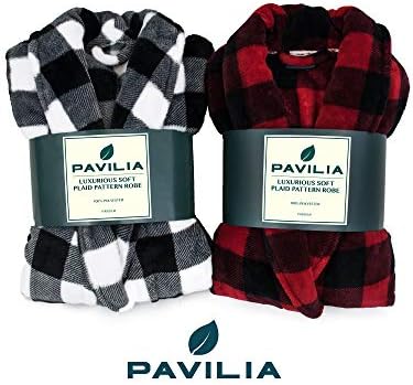 Pavilia Mens Plush Plexh Robe | Robo de banho macio, quente e de spa para homens, gola de xale