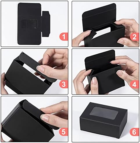 Pequenas caixas de presente pretas com caixas de embalagem de sabão de janela transparente, Nignya 30 pacote de 3,5