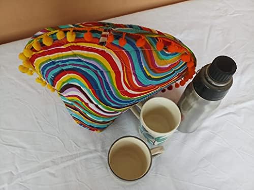 Kalap Indian Cotton Tea Coster Lehriya Tea estampado Cozinha aconchegante e impressa abstrata Tea Pote de chá Capa Tradicional Tea
