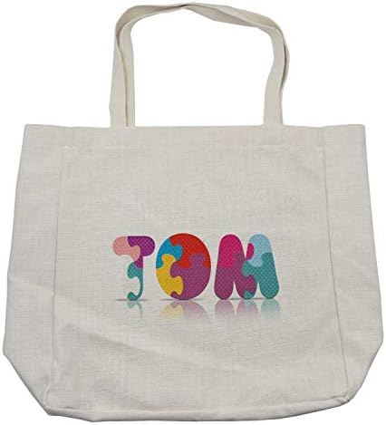 Bolsa de compras de Ambesonne Tom, Nome colorido com temas de letras Impressão de composição de padrões de jogo abstrato, bolsa