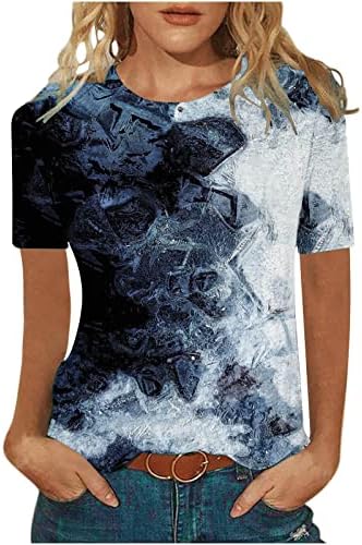 Tops fofos para mulheres 2023 Marmorld Printed Graphic Tees Summer Crewneck Camise