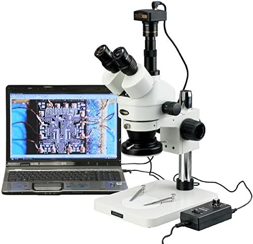 AMSCOPE SM-1TSZ-144-10M Microscópio de zoom estéreo profissional de estéreo profissional digital, oculares WH10X, ampliação