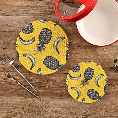 Banana Pineapple Summer Pot Pot para triviais de cozinha para pratos quentes 2 PCs Resistentes a calor Potholders Frea