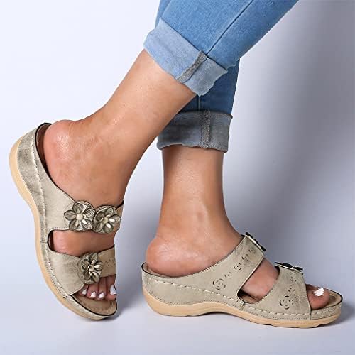 Sapatos uqghqo para sandálias femininas, mulheres deslizam em cunhas sandálias plataforma boho sandálias confortáveis ​​sandálias