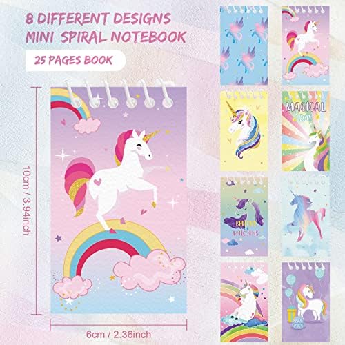 24 peças mini cadernos unicórnios para meninas, unicorn party favores mini spiral journal bloco de sacos de preenchimentos para