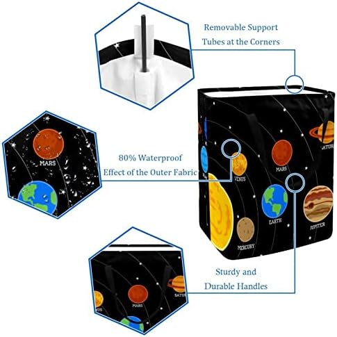 Planetas de céu estrelado Planetas impressos cesto de roupa dobra