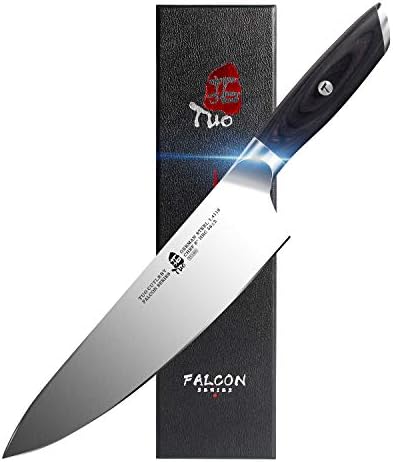 Faca de tuo chef de 8 polegadas - cozinha de cozinha faca japonesa gyuto knife - aço alemão HC com maçaneta Pakkawood - Série Falcon com caixa de presente