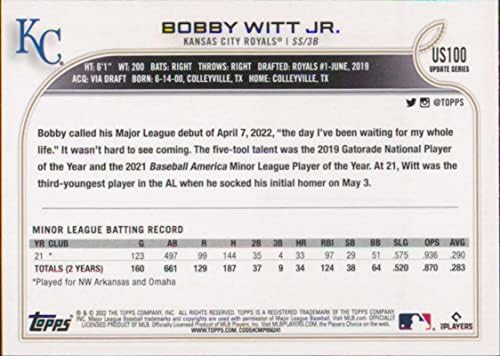2022 Topps Atualização US100 Bobby Witt Jr. RC Rookie Kansas City Royals Baseball MLB