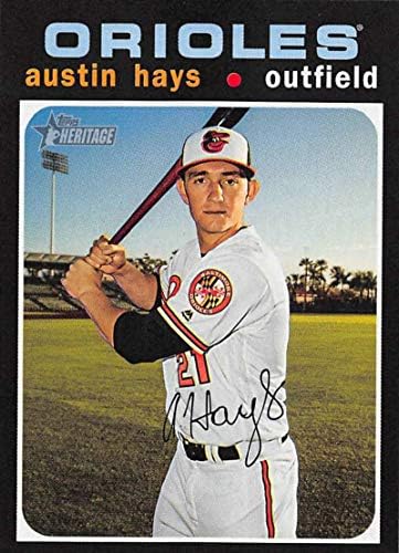 2020 Topps Heritage Baseball 326 Austin Hays Baltimore Orioles Official MLB Trading Card de Topps que mostra o design