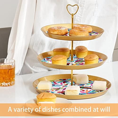 Conjunto de bolo de 3 cupcake de 3 camadas Stands reutilizáveis ​​Platter de pastelaria para casamento de aniversário Decorações