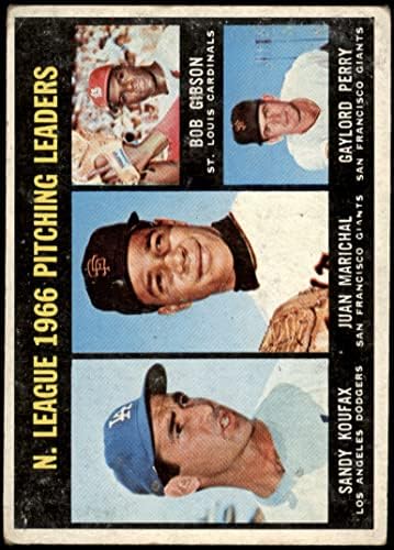1967 Topps 236 líderes de arremesso NL Bob Gibson/Sandy Koufax/Juan Marichal/Gaylord Giants/Dodgers/Cardinals Fair Giants/Dodgers/Cardinals