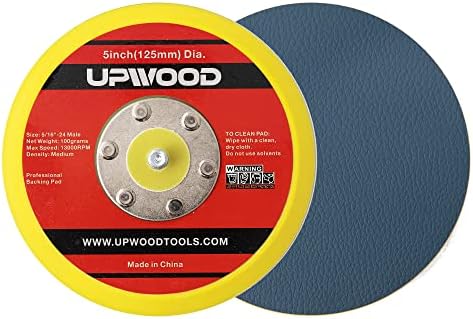 Upwood 2 PCs 5 Vinil Face PSA Backing Pad para poleroso de lixadeira, 5/16 Arbor com 24 threads 1.3000rpm DA Sanding Pad Pad
