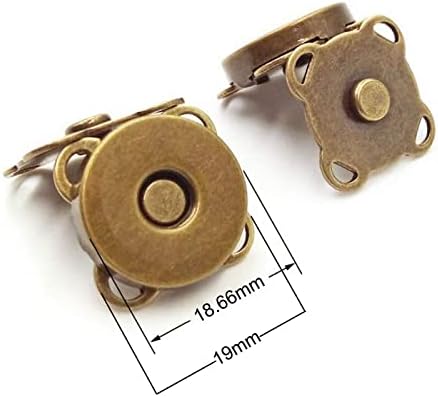 Wafjmaf 10 conjuntos de bronze costura em botões de saco magnético botão de snaps de tom para fechamento de roupas de bolsa costurando artesanato sem ferramentas necessárias flores de ameixa 19mm
