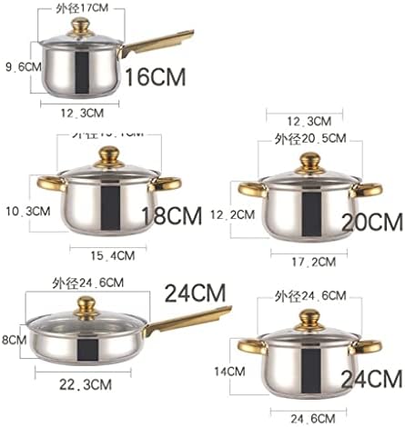 WFJDC 5 Cozes de panela 10 peças Conjunto de panelas de panela inoxidável e panelas de cozinha de cozinha de metal conjunto