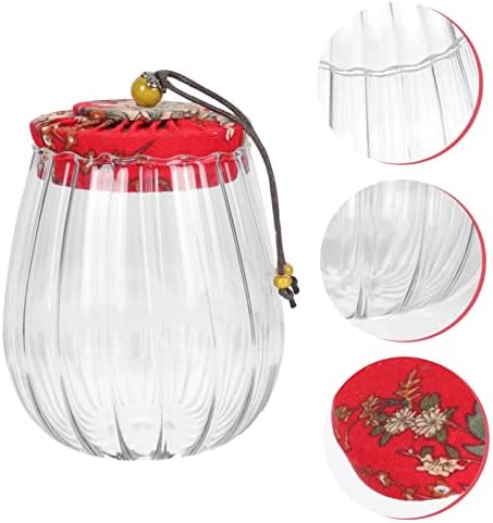 Cabilock 1pc Terrarium de vidro de vidro com tampa de iogurte de vidro com tampas de vidro frascos de armazenamento com tampa ingredientes recipiente de armazenamento de vidro Caistador de chá de folha solta alimentos vermelhos de madeira