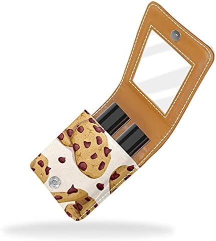 Caixa de batom de maquiagem para biscoitos de chocolate externos Organizador de batom portátil com espelho Mini Makeup Bag leva até