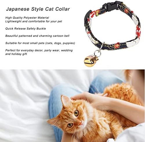 Colar de gatinho japonês chirimen, colar de gato de estilo japonês lançamento rápido para ano novo para pequenos animais de estimação para o estilo japonês de halloween - flores vermelhas de cereja (cor: estilo japonês - tibetano azul lucky ca